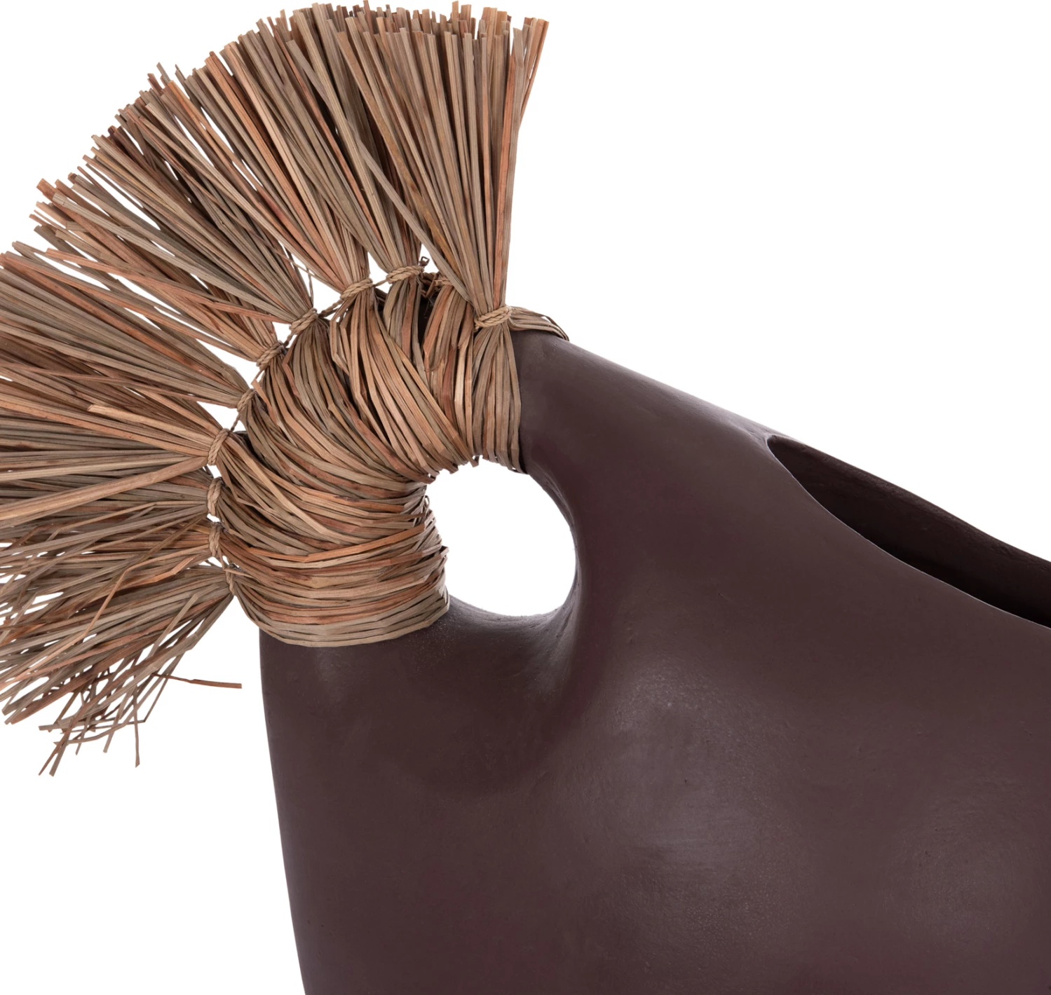 Vazo dekorative tavoline ALICA2, terrakotë, ngjyrë çokollate, bar i thatë, 44x18x50cm