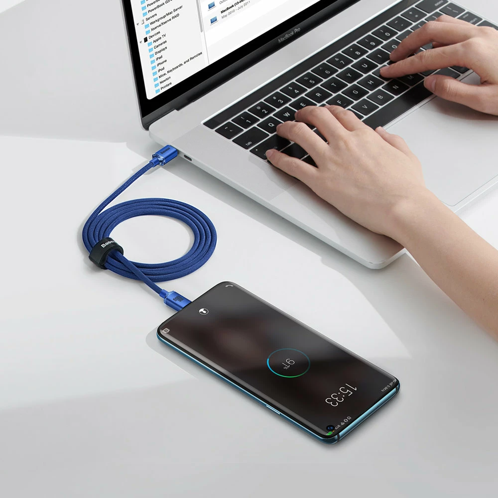 Kabllo USB-C në USB-C Baseus Crystal Shine Series CAJY000603, 1.2m, 100W, Blu