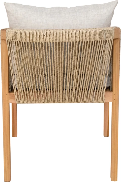 Karrige Clarin, skelet dru teak dhe litar pe, ngjyrë natyrale, 55x65x73cm