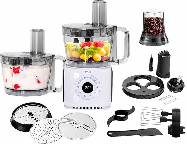 Robot kuzhine Adler AD4224 12në1 1000W me ekran LCD, enë 3.5L/2.0L, bardhë/zi