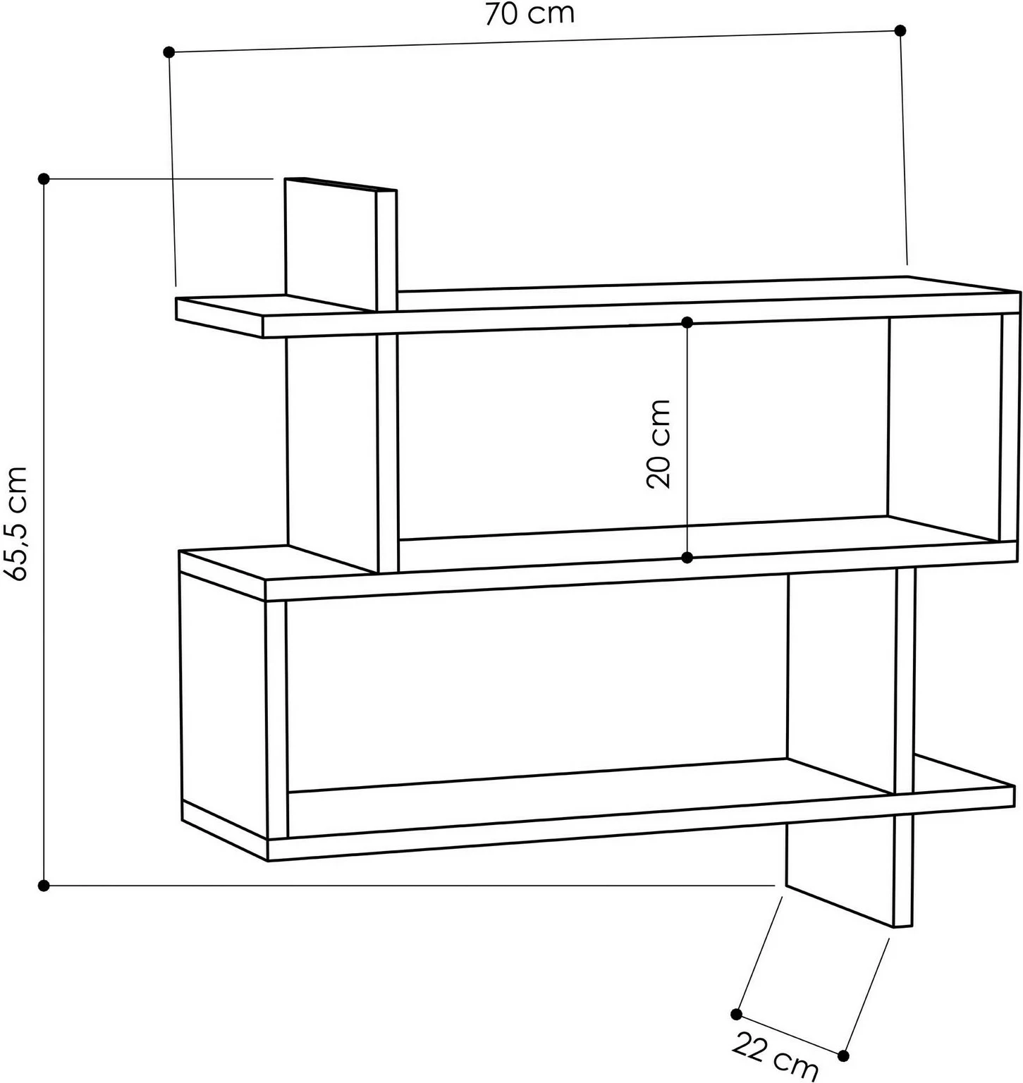 Raft muri, ngjyrë lisi, Skye Decor, Paralel