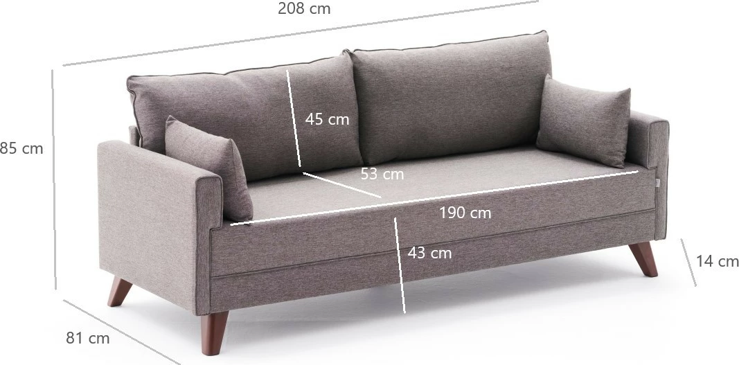Divan treshe Atelier del Sofa, Bella, ngjyrë kafe