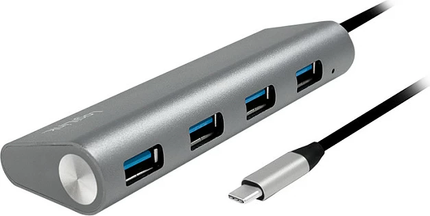 USB hub LogiLink USB 3.2 Gen1, 4 porta, USB‑C, alumin, gri