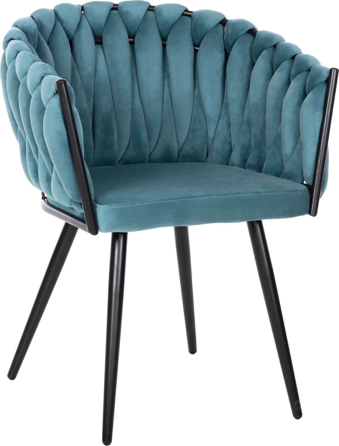 Karrige LUANDA FH8741.05 kadife ngjyrë tyrkiz-me këmbë metalike të zeza 62x54x79Hcm., set prej 2 copë