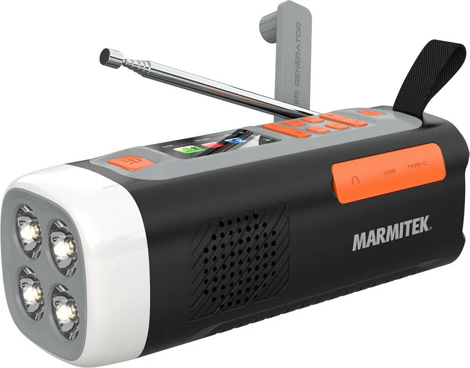 Radio portative Marmitek RESQ 200, DAB+/FM, Bluetooth 5.3, 4500 mAh, USB-C, e zezë