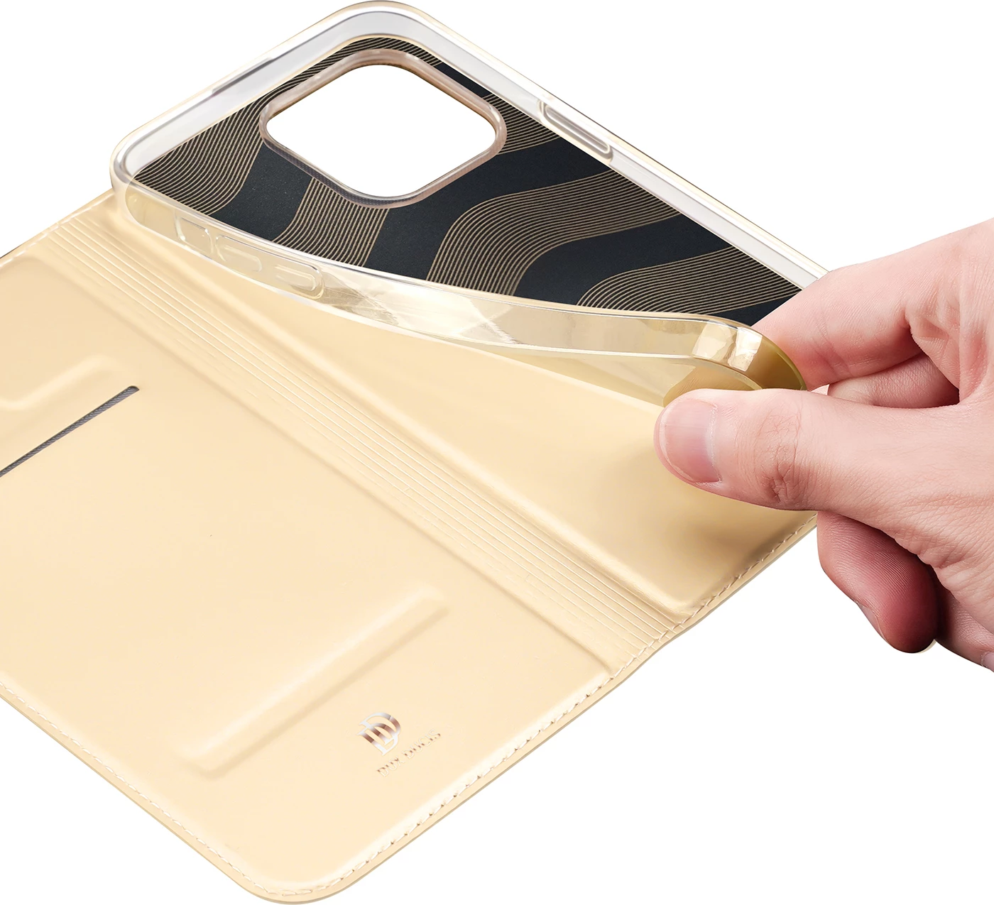 Mbështjellës Dux Ducis Skin Pro për iPhone 14 Pro, me kapak, Gold