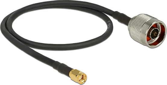 Kabllo antene RF DeLOCK 88937, CFD200, 0.5 m, 50Ω, RP-SMA, e zezë
