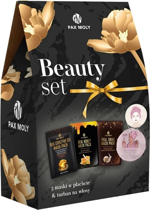 Set bukurie me maska fytyre dhe turban për flokë Pax Moly për femra, 4 copë