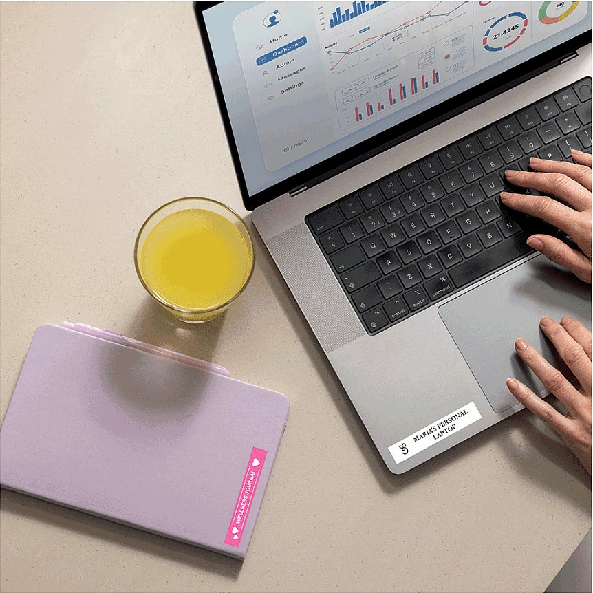 Shirit etikete Brother P-touch Btag-P35, 12mm x 4m, bardhë në rozë