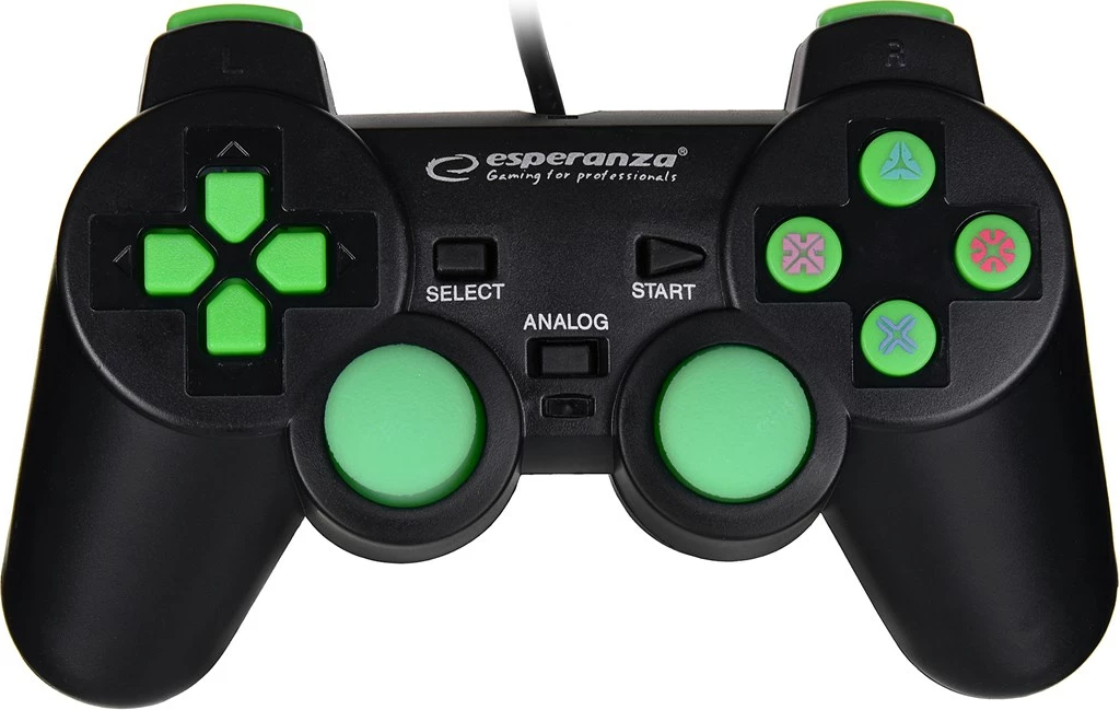 Kontroller Gaming Esperanza EGG107R për PC, Playstation 3, i zi/ i gjelbër