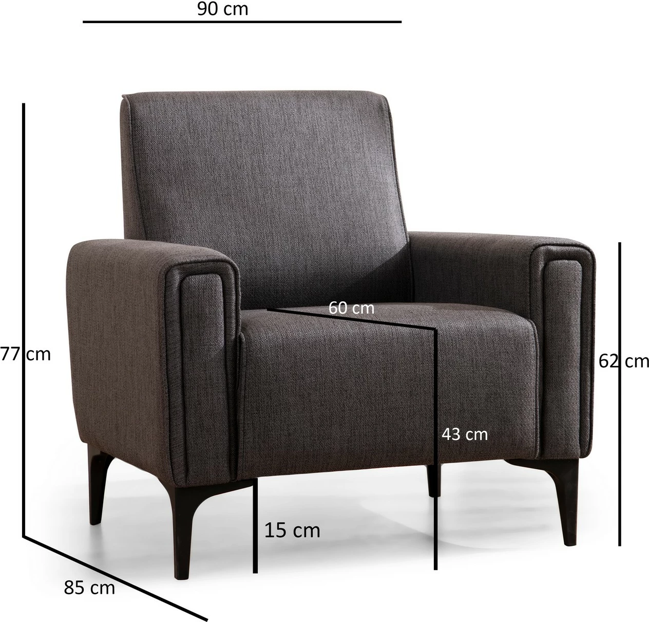 Karrige një vendëshe Atelier del Sofa, Horizon, ngjyrë gri e errët