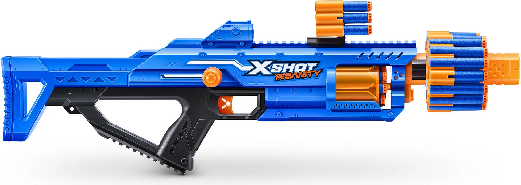 Blaster lodër ZURU XSHOT Insanity Berzerko, 48 shigjeta, blu/portokalli