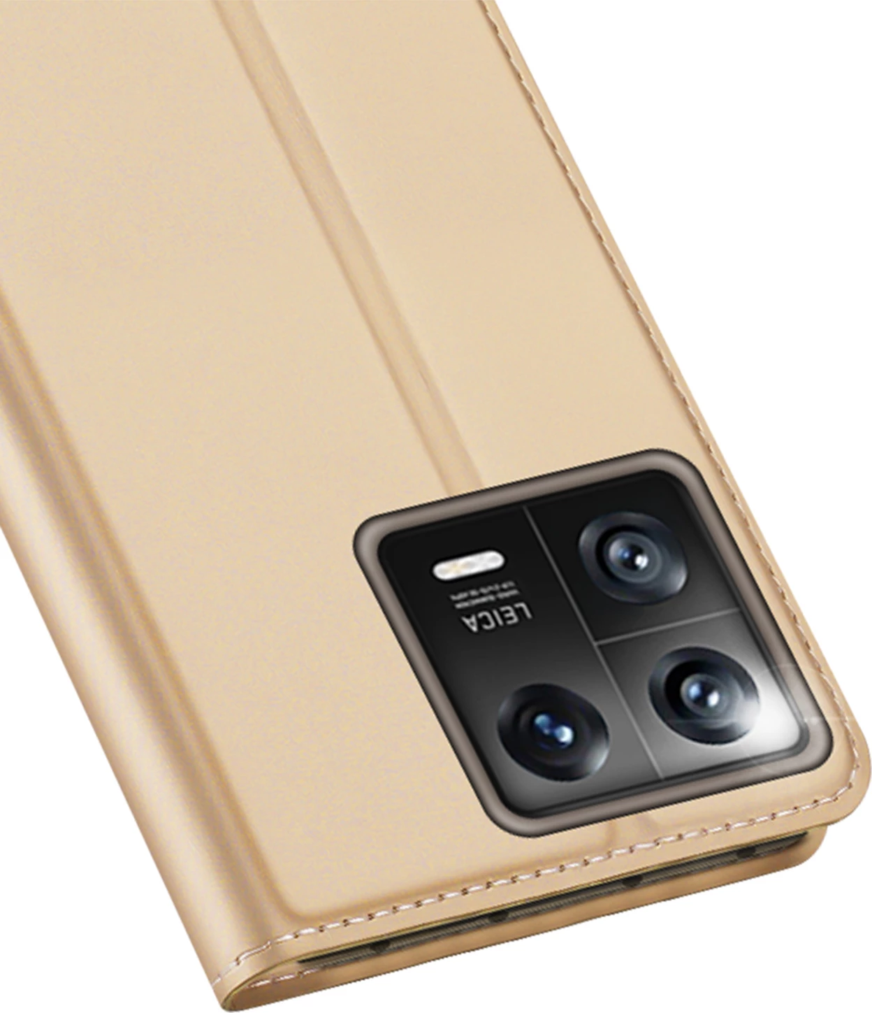 Mbështjellës Dux Ducis Skin Pro për Xiaomi 13, me kapak, xhep për kartelë, funksion stand, ari