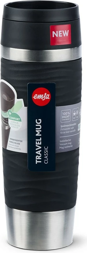 Termos udhëtimi Emsa TRAVEL MUG Waves Grande 0.5L, e zezë