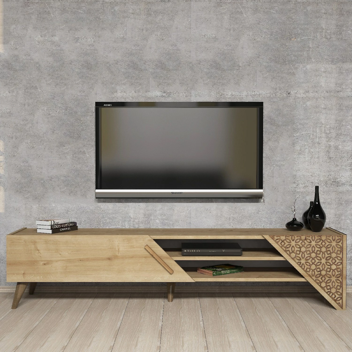 Komodë TV Hanah Home, Beril 2, ngjyrë lisi