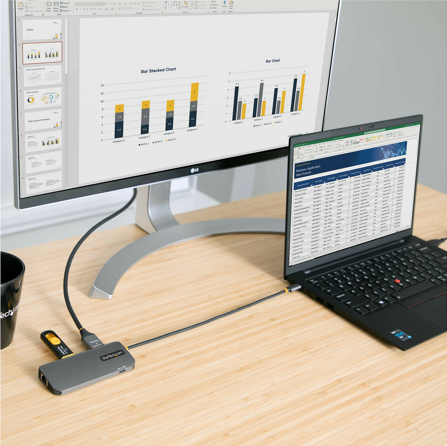 Adapter multiport USB-C StarTech 127B-USBC-MULTIPORT, HDMI 4K 60Hz, 3x USB-A 5Gbps, Gigabit Ethernet, PD 100W, kabllo 30cm, gri