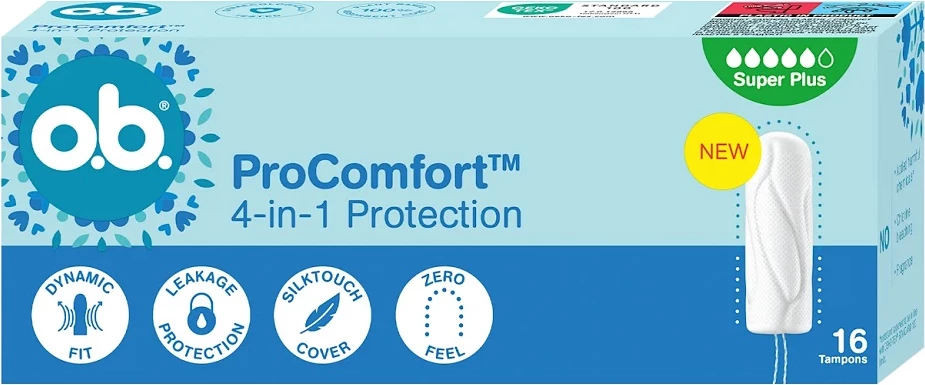 Tamponë për femra O.B. ProComfort Super Plus, 16 copë