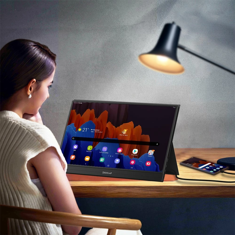 Monitor portativ Zeuslap AP156 15.6\" Full HD IPS 60Hz HDR, zi, set me mbështjellës/stand magnetik dhe telekomandë IR