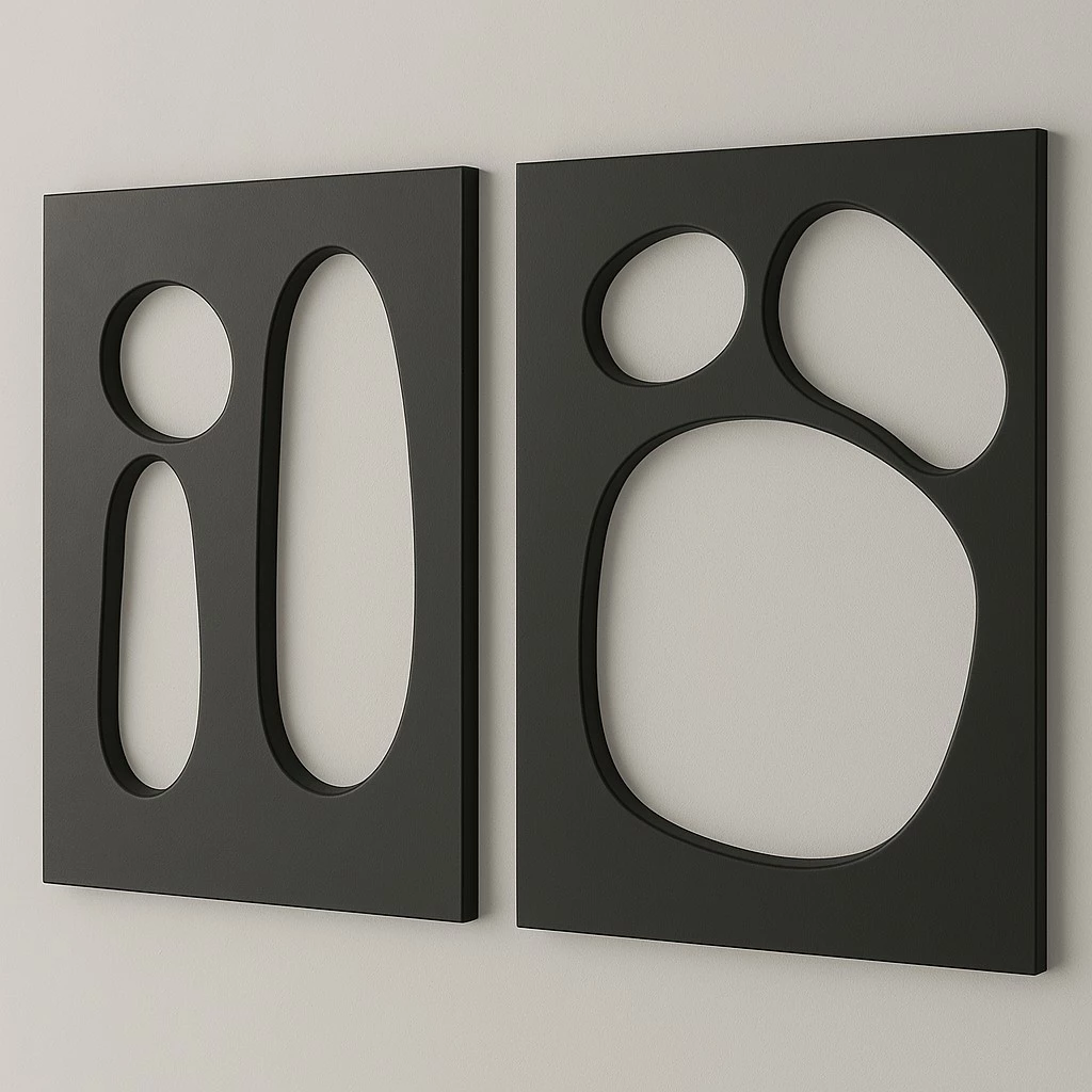 Pikturë dekorative MDF (2 copë), Wallity, e zezë, 40x60cm