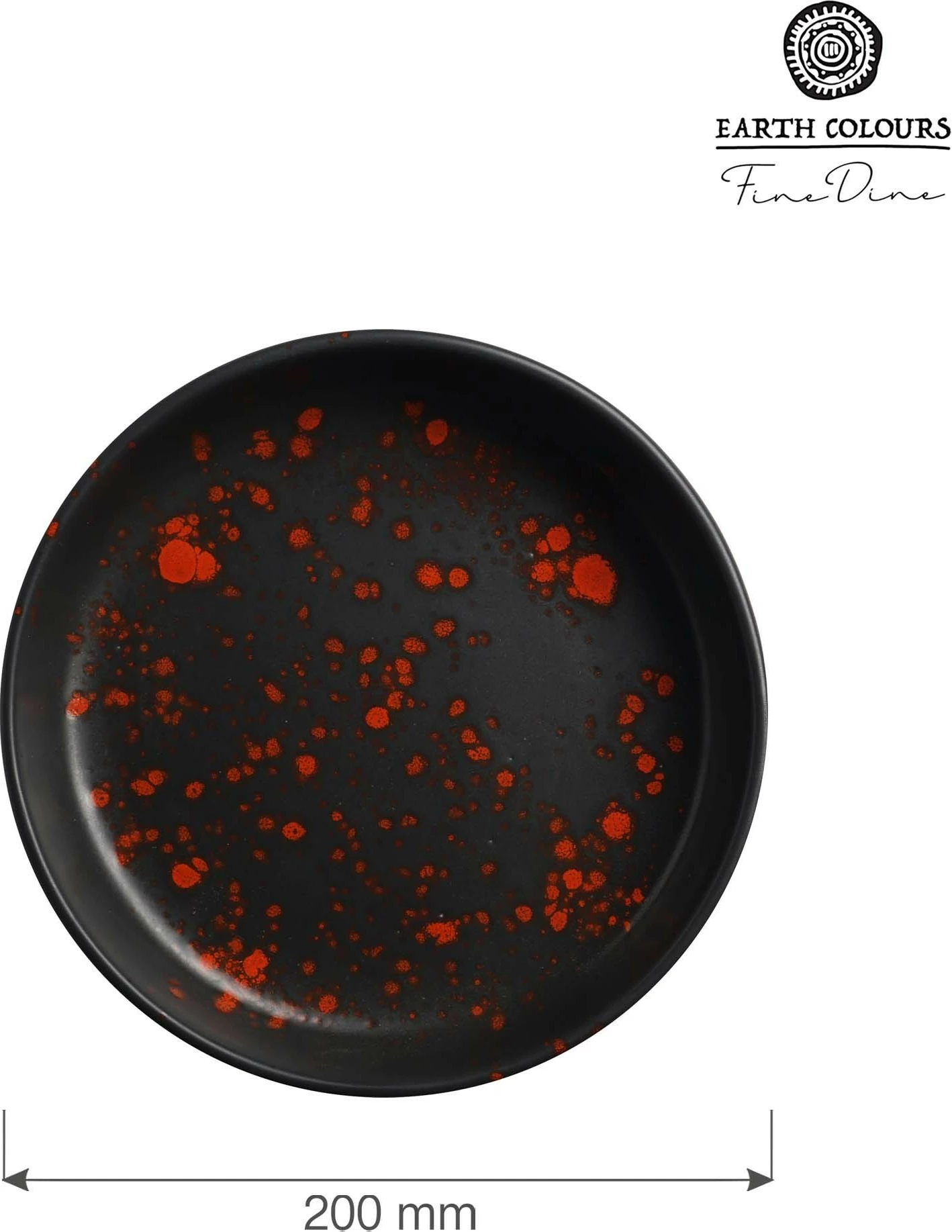 Tas i cekët Fine Dine Bloom 200 mm, 800 ml, porcelan, set 4 copë, i zi