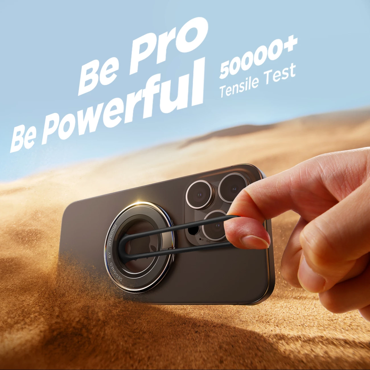 mbajtës magnetik MagSafe për celular Joyroom JR-ZS383, unazë gishtit, kompatibilitet iPhone 12–15 dhe telefona 4.7–7", shndërrohet në qëndrim, i zi