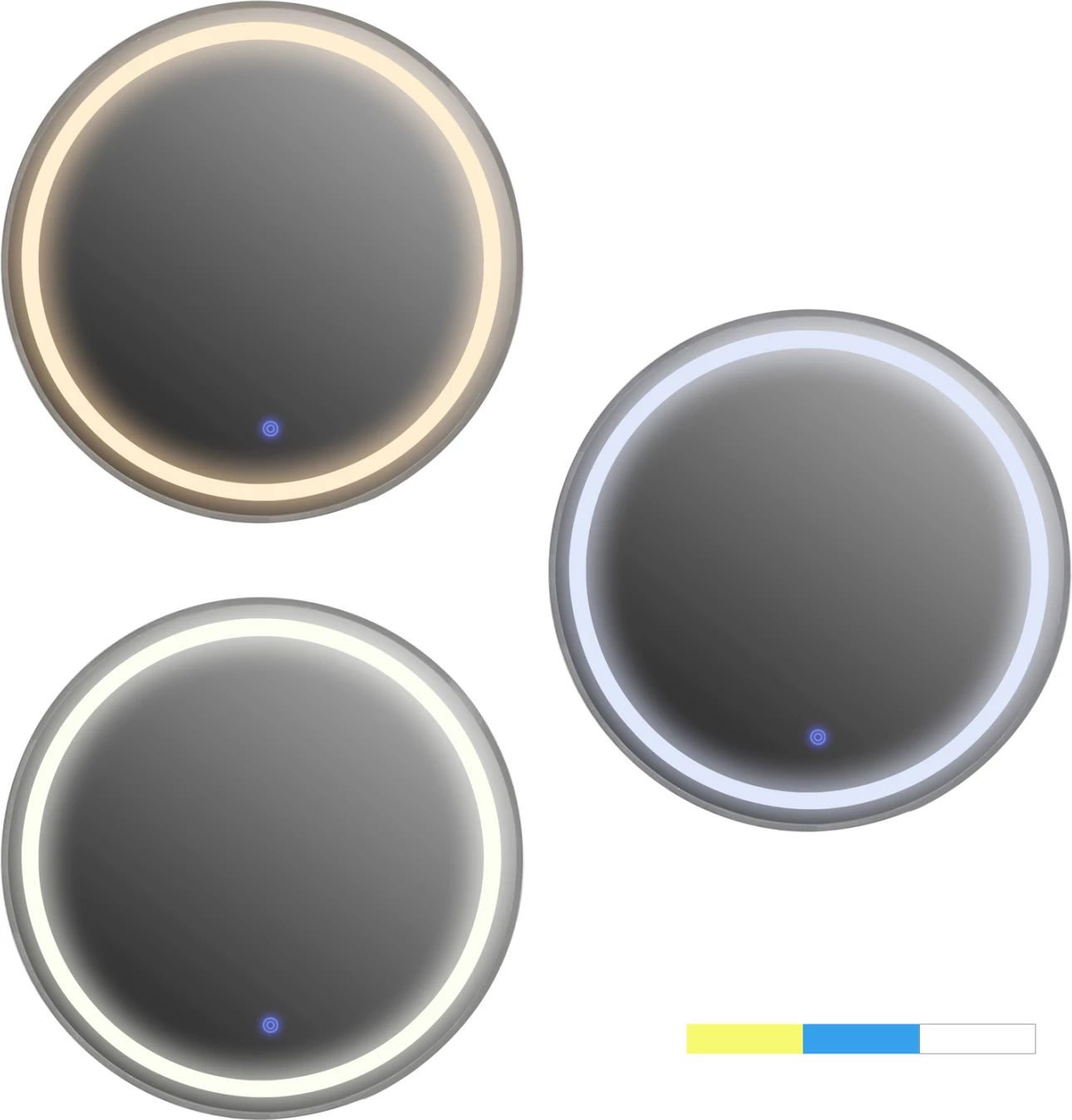 Pasqyrë muri e rrumbullakët FH9580.40, alumini gri me LED, Φ60x3 cm