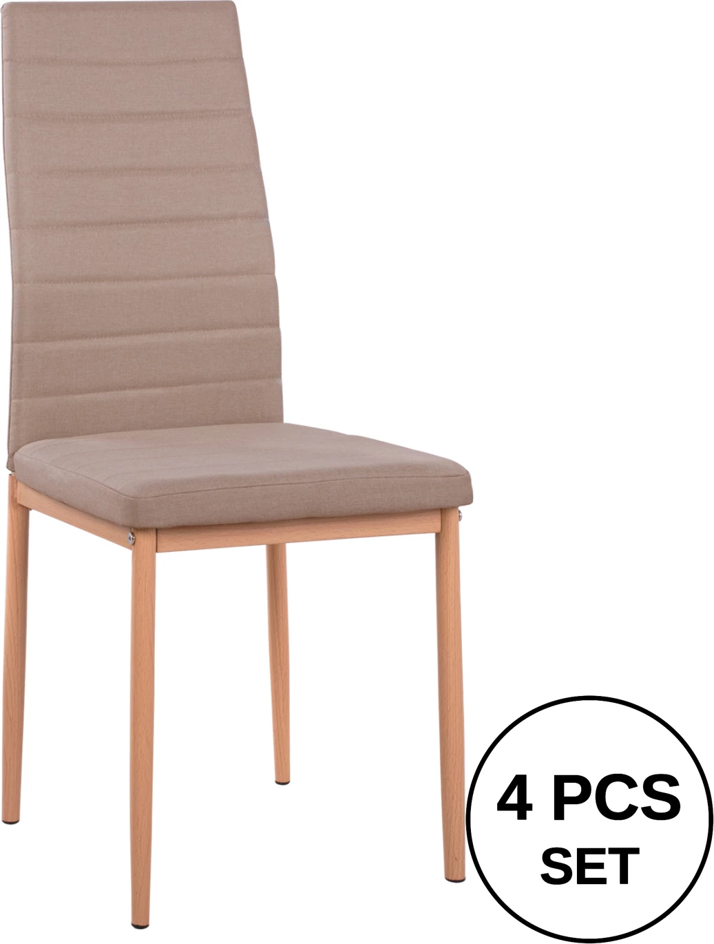 Karrige metalike Lady FH0037.14, pëlhurë bezhë me kornizë metalike K/D 40x48x95 cm, set prej 4 copë