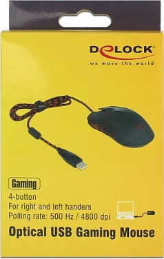 Maus gaming DeLOCK 12531, USB, 4800 DPI, ambidextrous, i zi/kuq