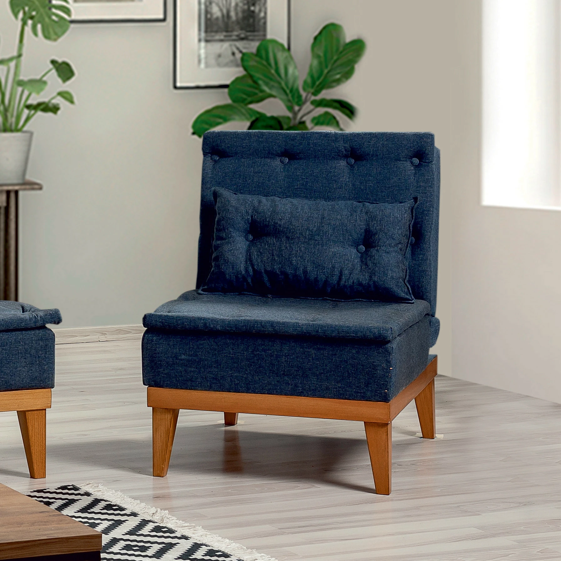Set divan-krevat Atelier del Sofa, ngjyrë kaltër e errët, Fuoco-TKM06-1048