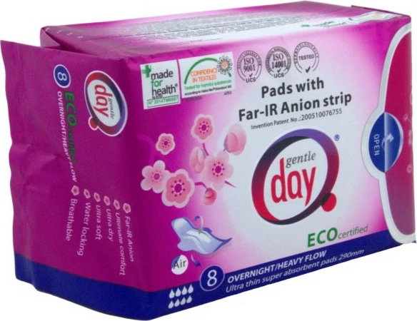 Peceta natësore me strip anion Gentle Day 8 copë