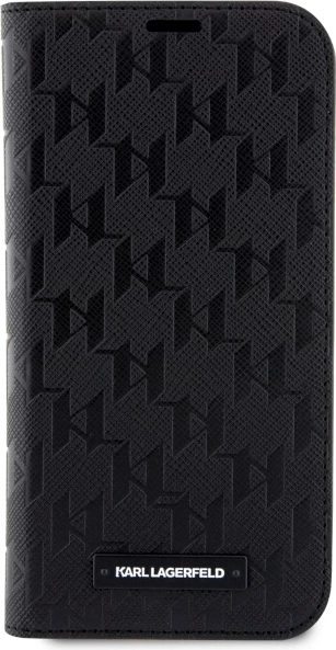 Mbështjellës Karl Lagerfeld Saffiano Monogram për iPhone 14 Pro 6.1", i zi, me kapak