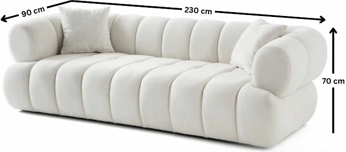 Divan treshe Petra, Atelier del Sofa, i bardhë