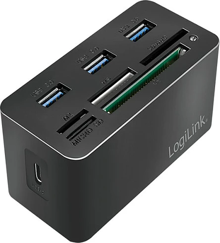 Mini docking station LogiLink USB 3.2 Gen1, 8-port, USB-C, lexues kartelash, i zi