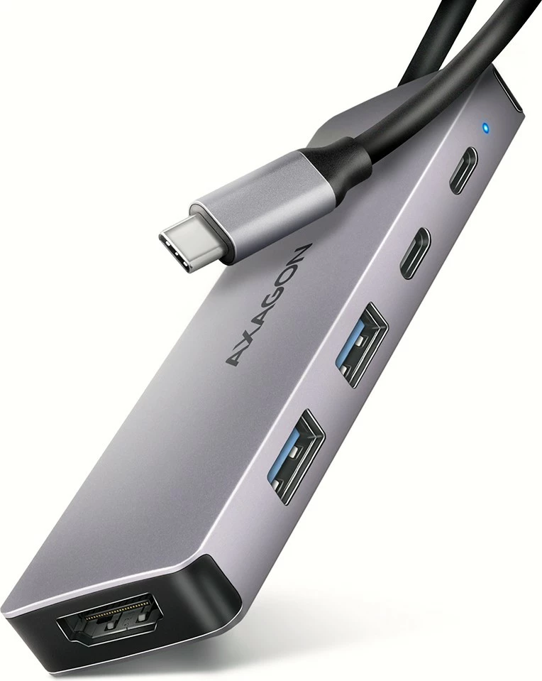 Kasë AXAGON HMC-5H60 multiport USB 5in1, 5Gbps, 2x USB-A, HDMI 4K/60Hz, 1x USB-C, PD 100W, 15cm, Gri