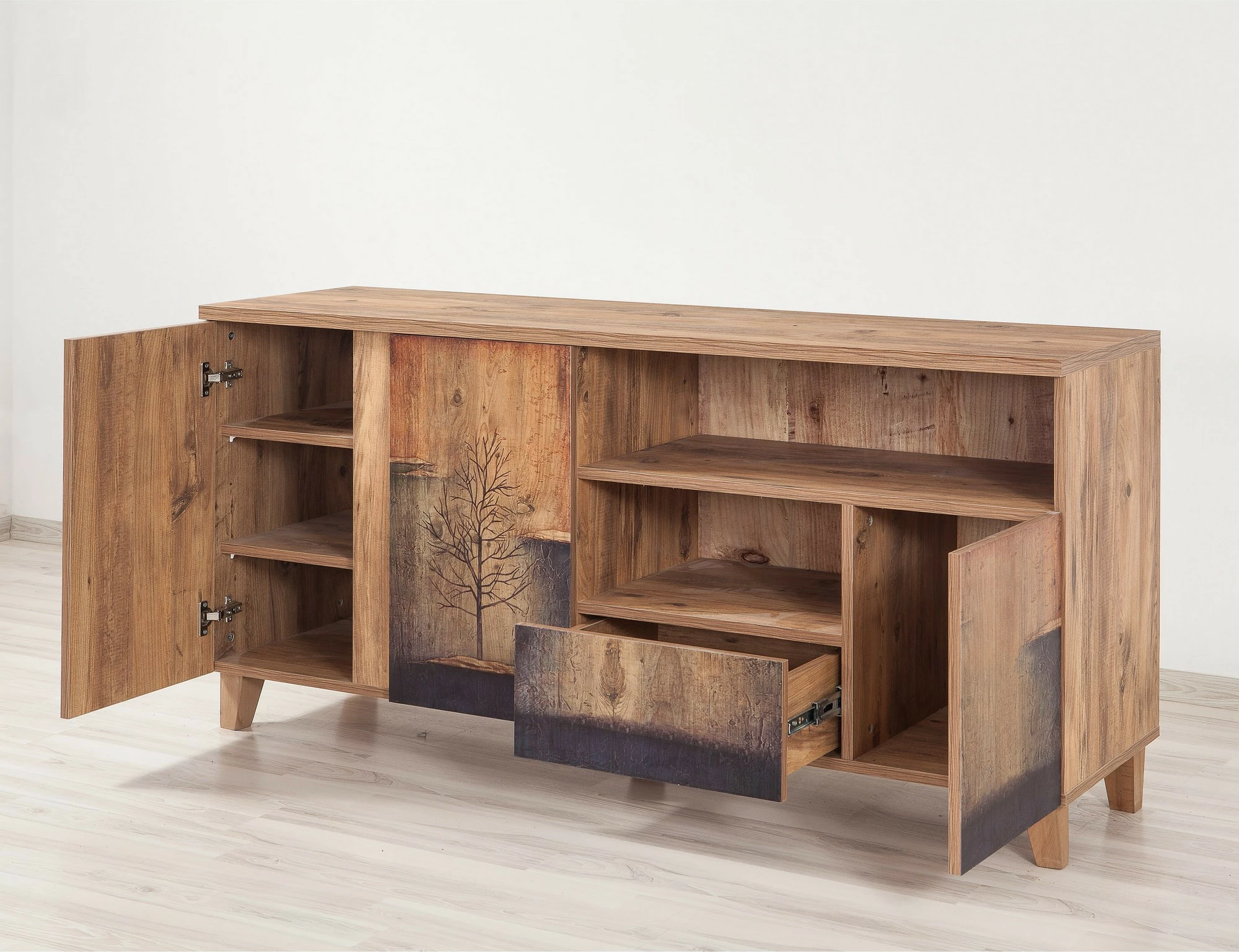 Komodë televizori Hanah Home, Marina Mila, ngjyrë Atlantic Pine, 160x76x45cm