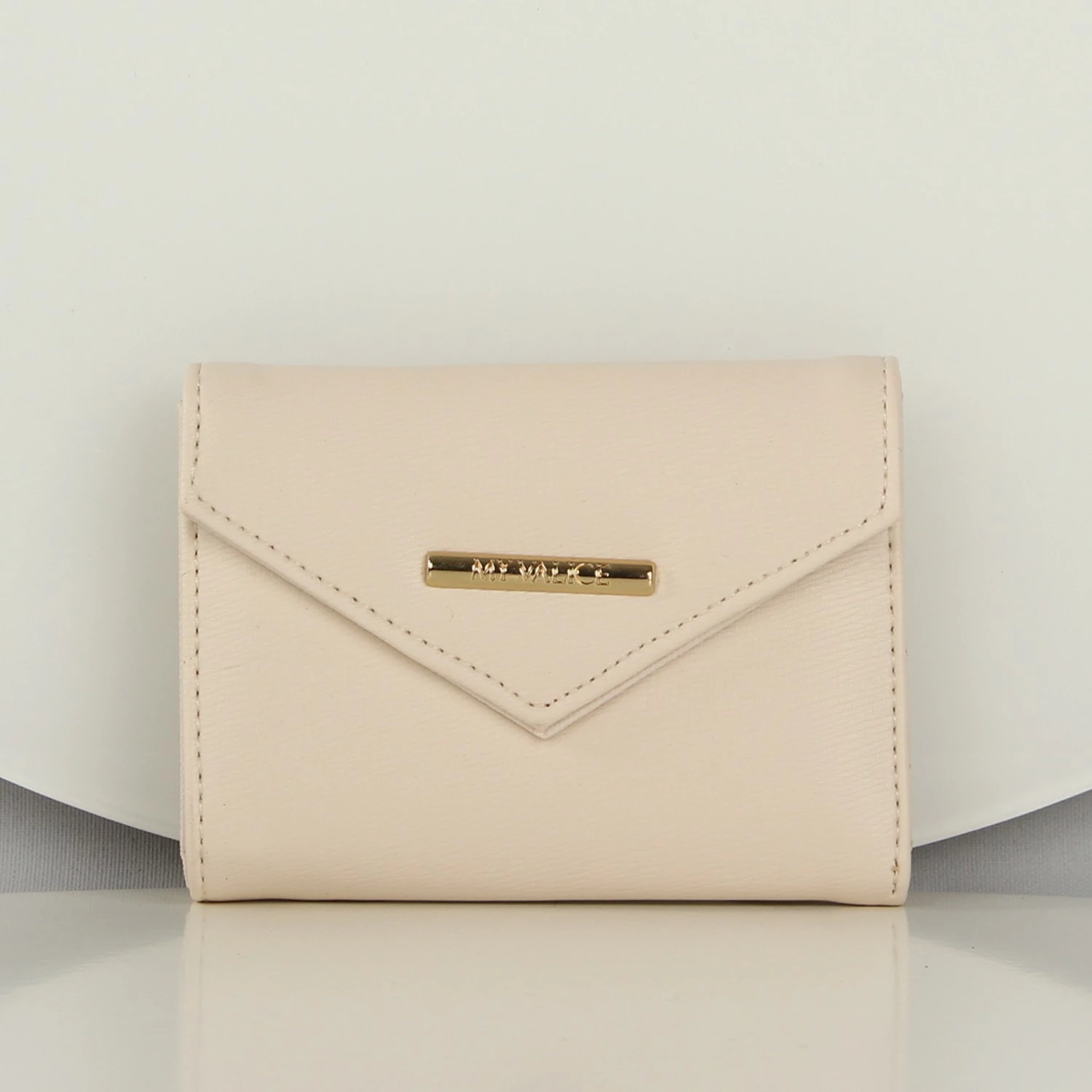 Portofol prej lëkure, ngjyrë bezhë, Zoozie Bags, 12.5x9cm