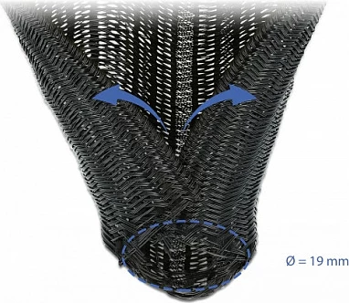 Mbështjellës kabllosh DeLOCK Braided Sleeving 10 m x 19 mm, i zi