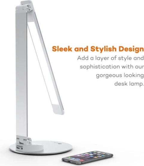 llampë tavoline LED TaoTronics TT-DL19 9W me USB, 5 nivele ndriçimi, argjendtë