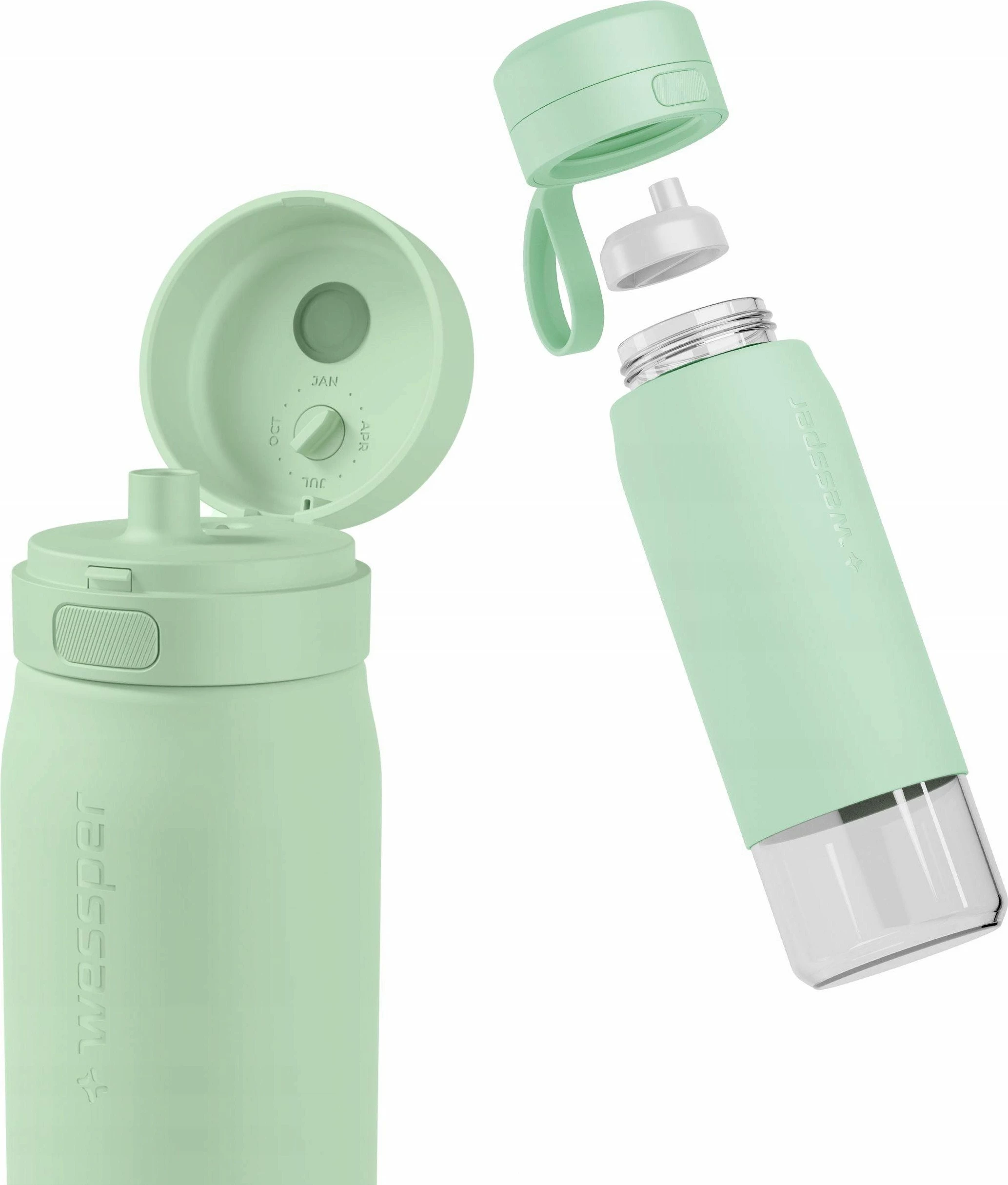 Shishe filtruese uji Wessper B2 Glass Actitex 700ml, me 1 filtër, mint jeshile
