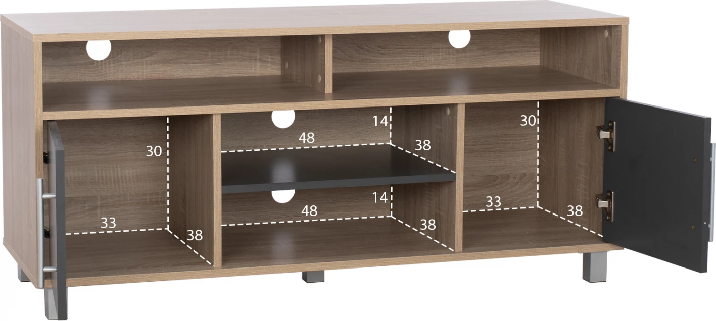 Mobil për TV, melaminë, FH2202.04, sonama-gri, 120x40x55 cm