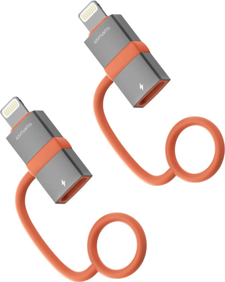 Adapter USB-C në Lightning 4smarts, set 2 copë, PD 27W, gri/portokalli