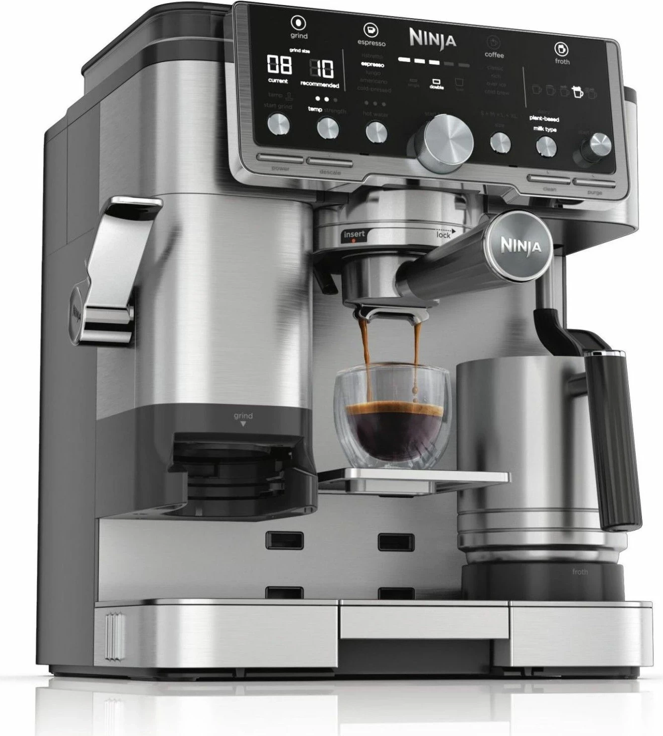 Aparat kafeje Ninja Luxe Cafe ES701EU, presion piston, 2L, argjendtë