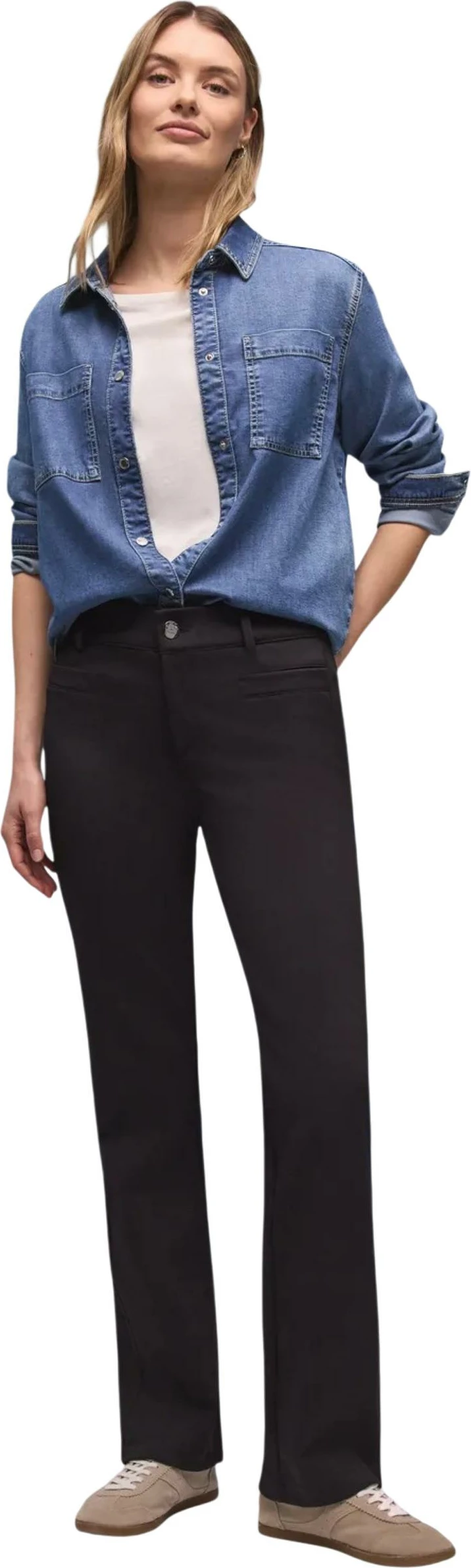 Pantallona për femra Street One Style York Bootcut 380597, të zeza [Madhësia: W34 L30]