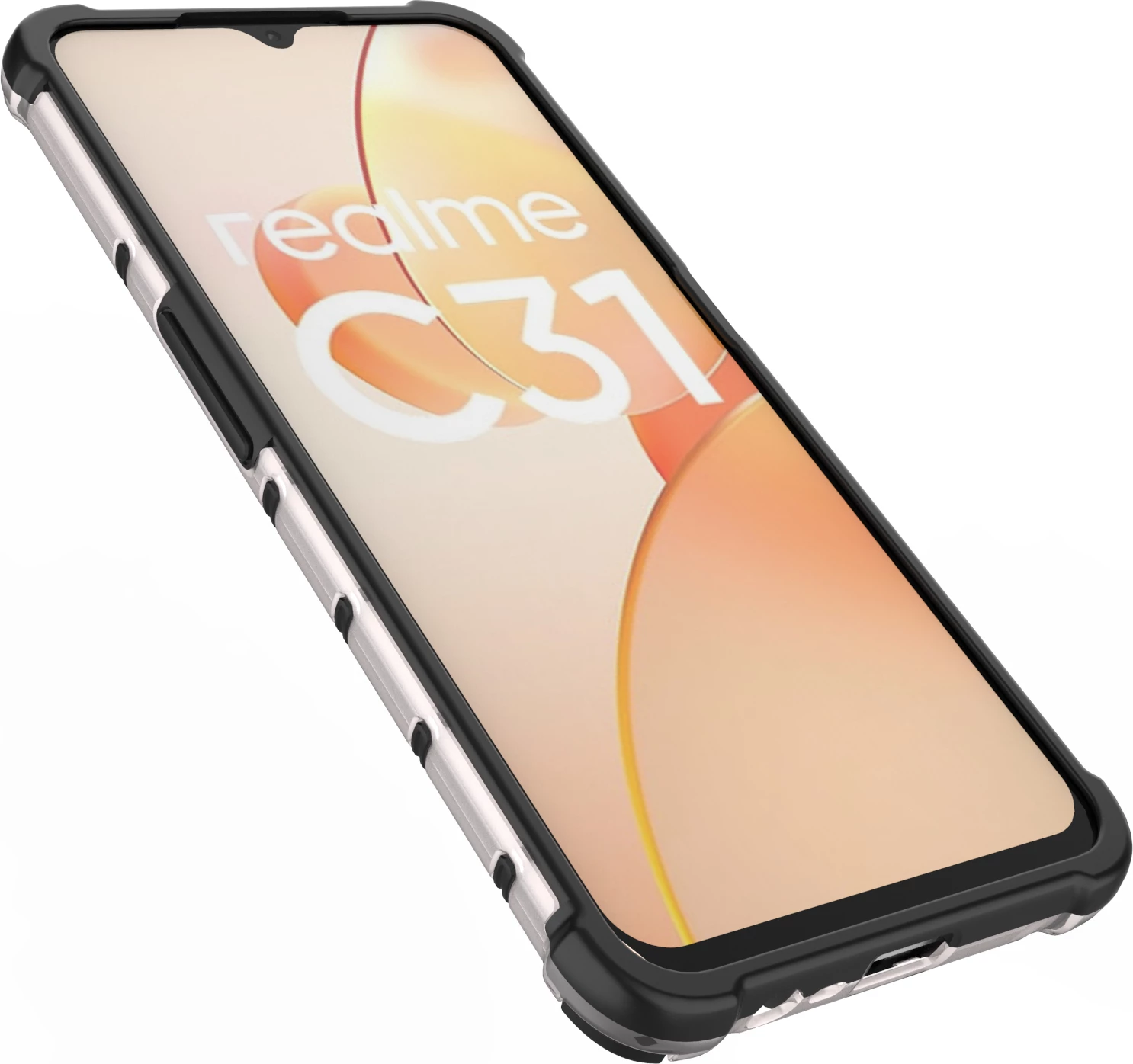 Mbështjellës Hurtel Honeycomb për Realme C31, Transparent