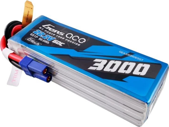 Bateri LiPo Gens ace G-Tech 3000mAh 22.2V 60C 6S1P me prizë EC5