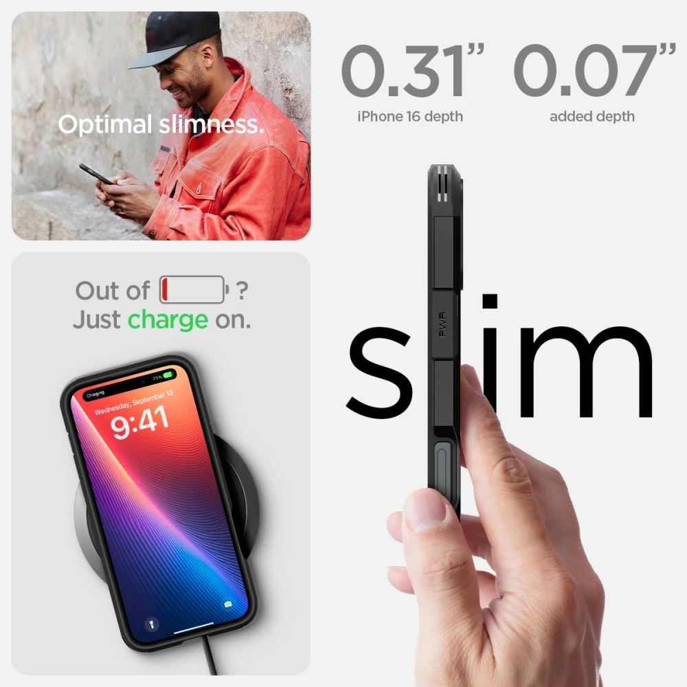 Mbështjellës Spigen Tough Armor Mag për iPhone 16 Plus, MagSafe, i zi