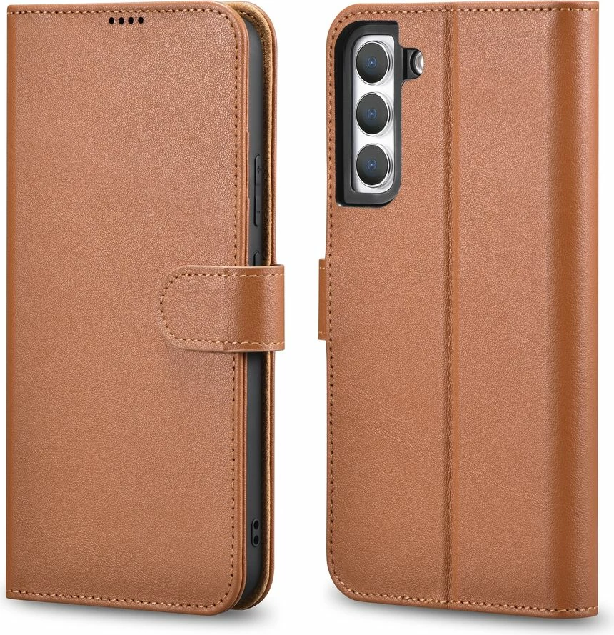 Mbështjellës iCarer Haitang Leather Wallet Case për Samsung Galaxy S22+, kafe