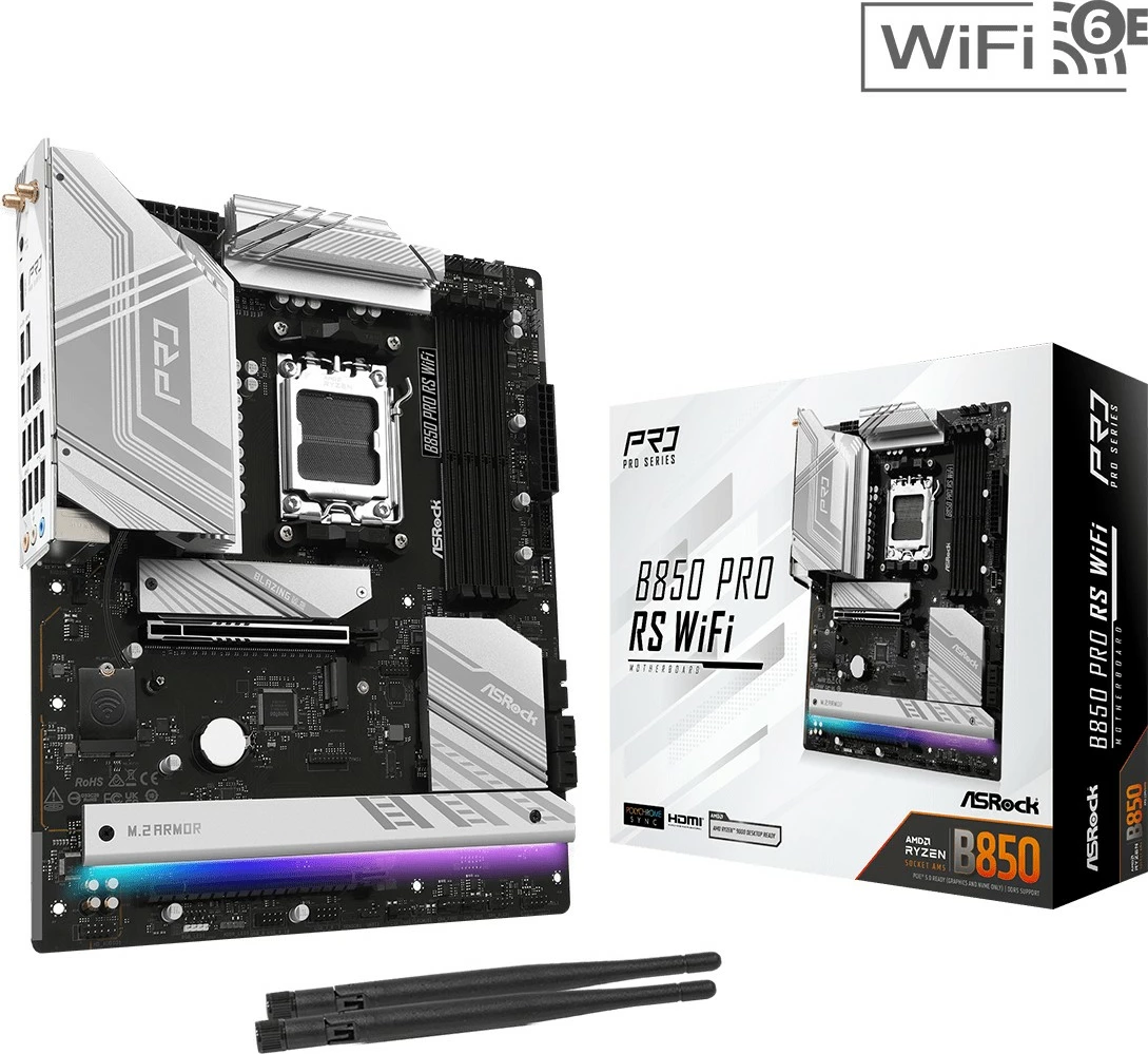 Pllakë amë ASRock B850 Pro RS WiFi, Socket AM5, DDR5, WiFi 6E, ATX
