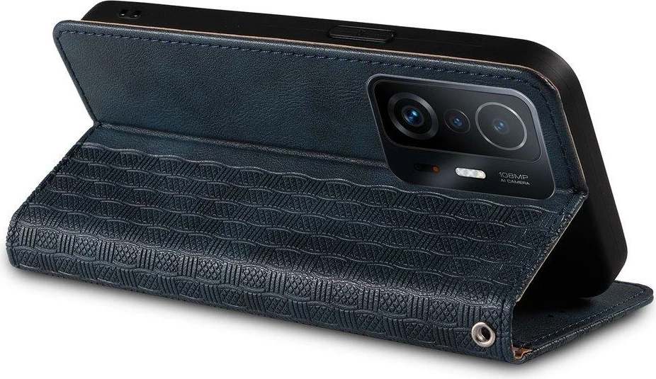 Mbështjellës Hurtel Magnet Strap Case për Samsung Galaxy A12 5G, me portofol dhe litar dore, Kaltër