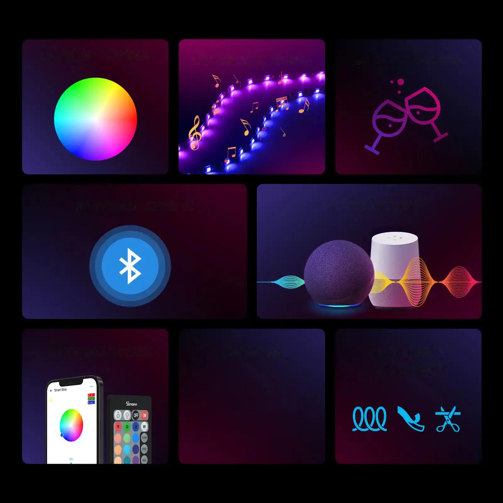 Shirit LED inteligjent Sonoff L2-2M, 2m, RGB, me telekomandë dhe Wi-Fi, i papërshkueshëm nga uji